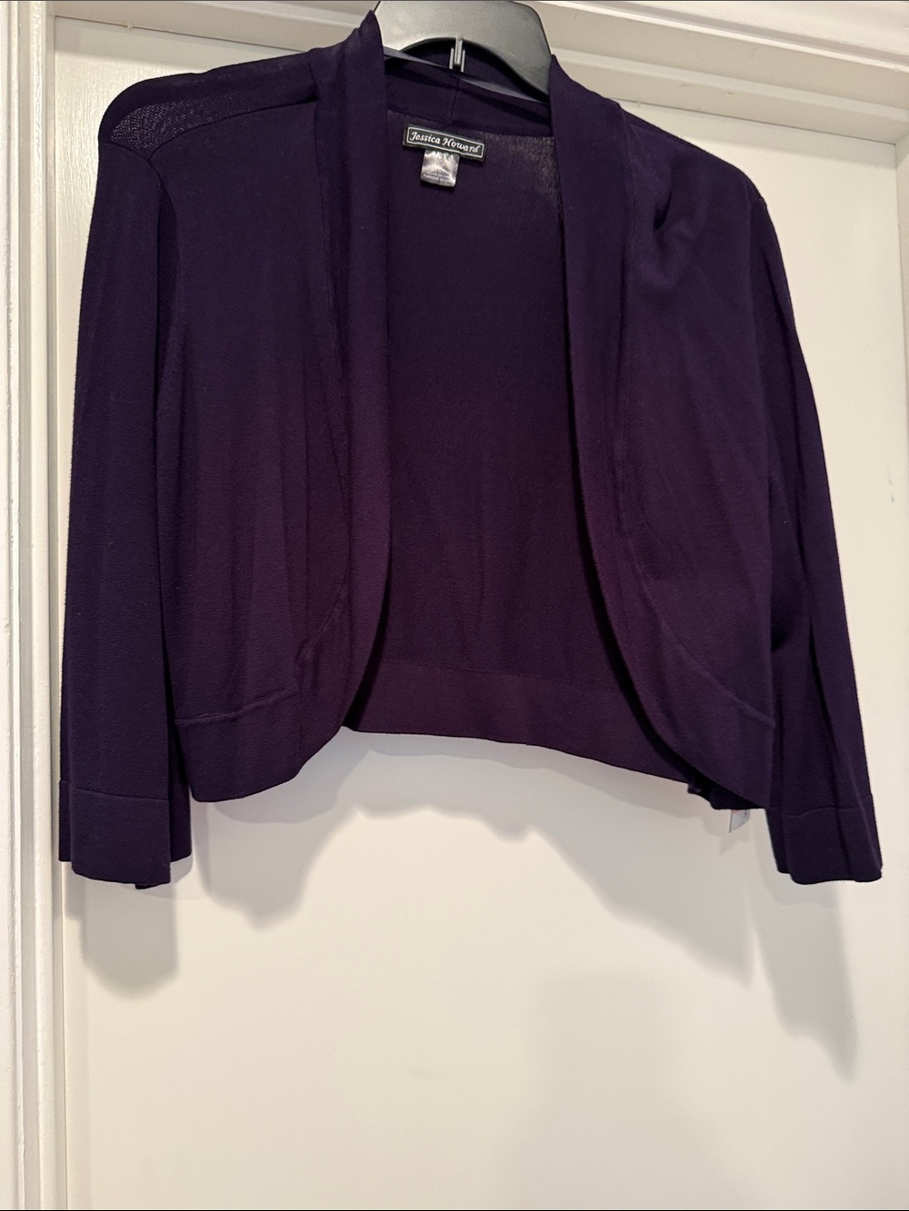 Jessica Howard Navy Cropped Open-Front Cardigan